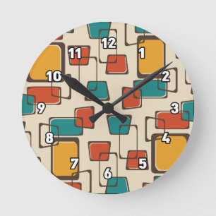 Horloge Ronde Patters de Skewed Squares