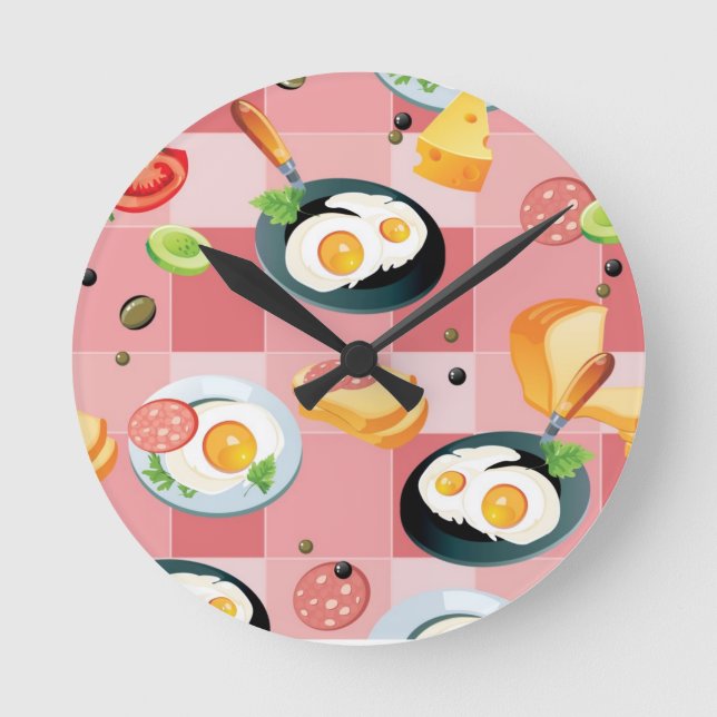 Horloge Ronde Patters de Tomato et Fried Eggs (Recto)