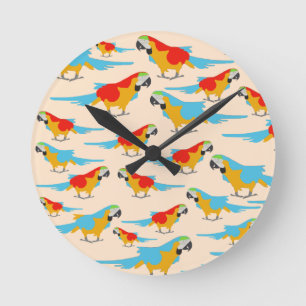 Horloge Ronde Patters du Colorful Tropical Macaw