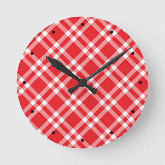 Horloge Ronde Patters rouges Gingham (Recto)