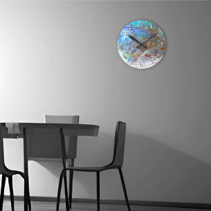 Horloge Ronde Paua Black Abalone Nouvelle-Zélande & Nombres