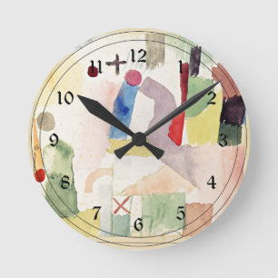 Horloge Ronde Paul Klee art : Aquarelle pathétique, Rouge