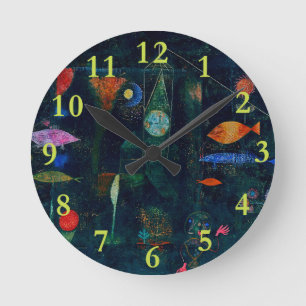 Horloge Ronde Paul Klee Fish Magic Peinture Abstraite Art graphi