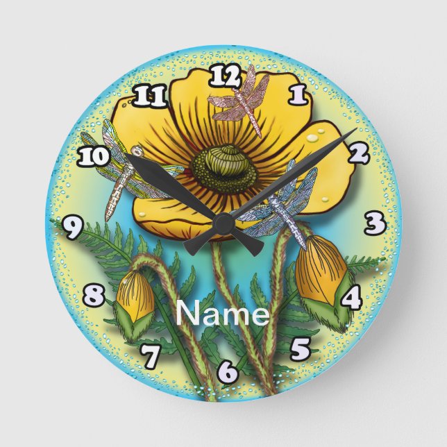 Horloge Ronde Pavillon jaune Coquelicot (Recto)