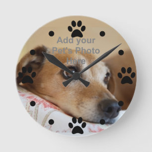 Horloge Ronde Paw animal de compagnie avec votre photo de animal