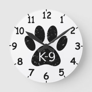 Horloge Ronde Paw Chien en Perdu Grunge K-9