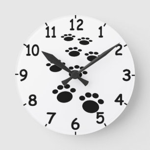 Horloge Ronde Paw Paw Trail pour animaux de compagnie caricaturé