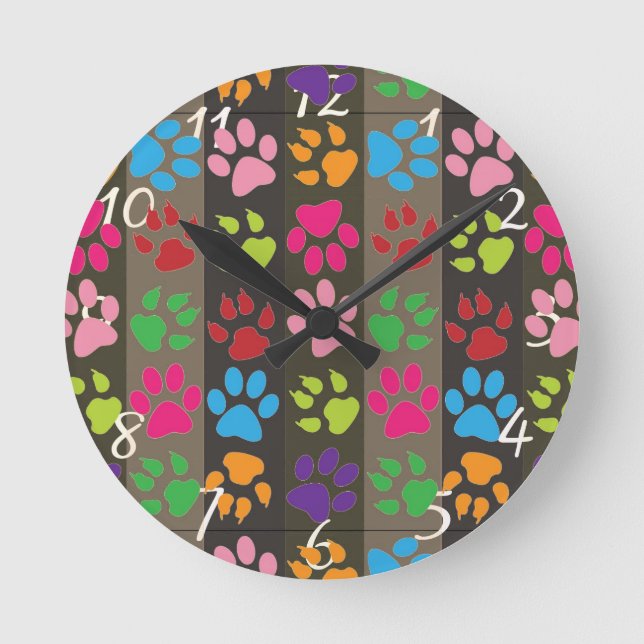 Horloge Ronde Paw Prints Clock (Recto)