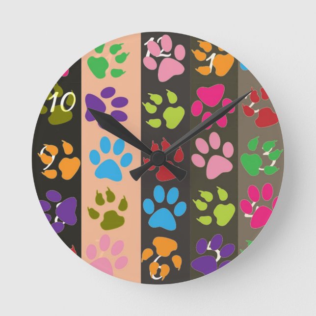 Horloge Ronde Paw Prints Clock (Recto)
