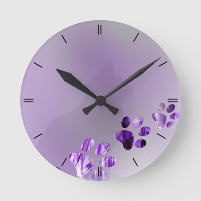 Horloge Ronde Paw Violette (Recto)