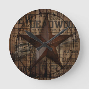 Horloge Ronde pays sauvage primitif de l'ouest du Texas Star cow