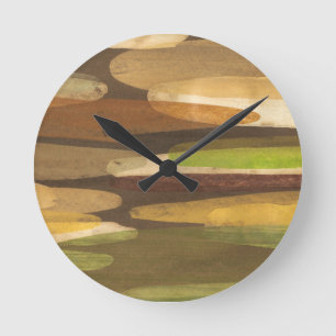 Horloge Ronde Paysage abstrait de ton de la terre