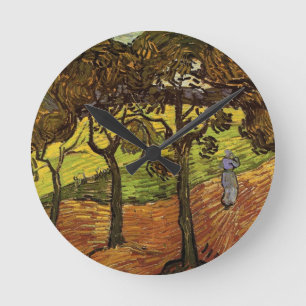 Horloge Ronde Paysage, arbres et figures par Vincent van Gogh
