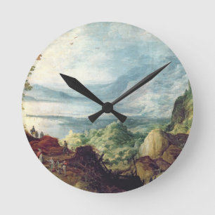 Horloge Ronde Paysage avec la mer et les montagnes (huile sur la