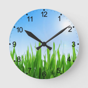 Horloge Ronde Paysage bleu ciel vert-10826