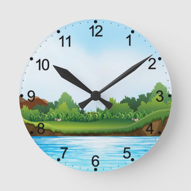 Horloge Ronde Paysage bleu ciel vert-10826 (Recto)