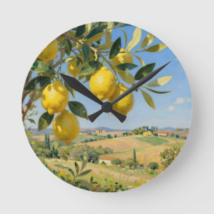 Horloge Ronde Paysage d'arbre à citrons de Toscane