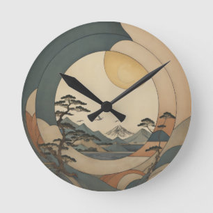 Horloge Ronde Paysage d'arbres japonais