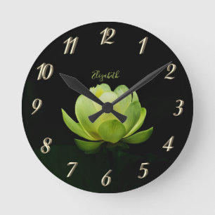 Horloge Ronde Paysage de fleurs de Lotus vert, Zen