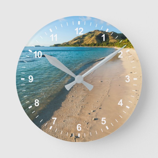 Horloge Ronde Paysage de plage tropicale, Fidji (Recto)