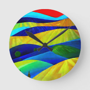 Horloge Ronde Paysage de Rainbow Imaginaire Hills