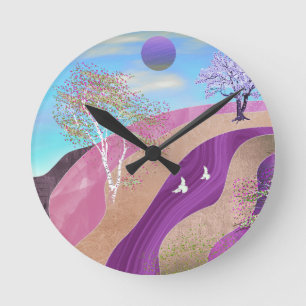 Horloge Ronde Paysage des fleurs du printemps