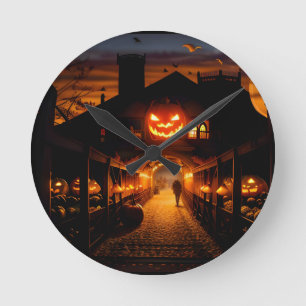 Horloge Ronde Paysage d'Halloween cinq