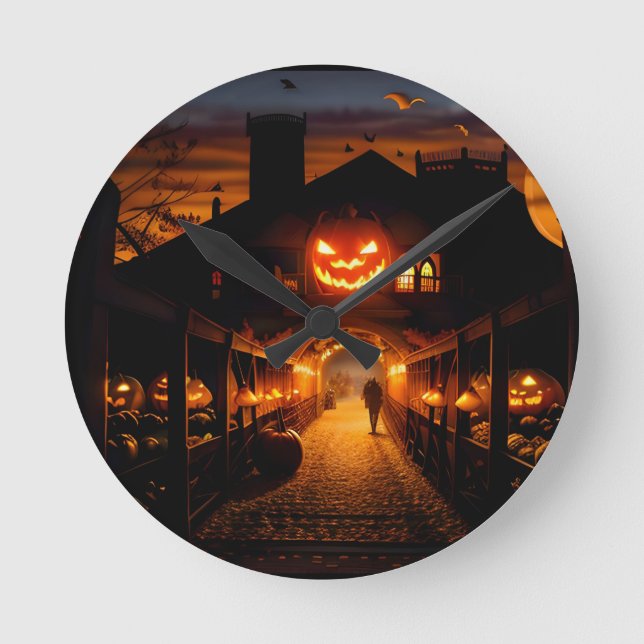 Horloge Ronde Paysage d'Halloween cinq (Recto)