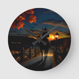 Horloge Ronde Paysage d'Halloween sept