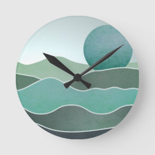 Horloge Ronde Paysage du monde Turquoise