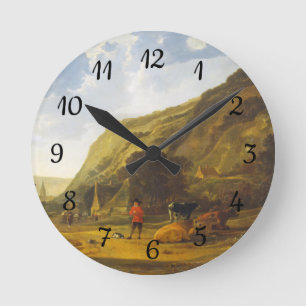 Horloge Ronde Paysage fluvial avec cavaliers Aelbert Cuyp