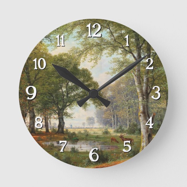 Horloge Ronde Paysage forestier du soir (Recto)