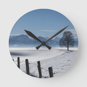Horloge Ronde Paysage hivernal neige