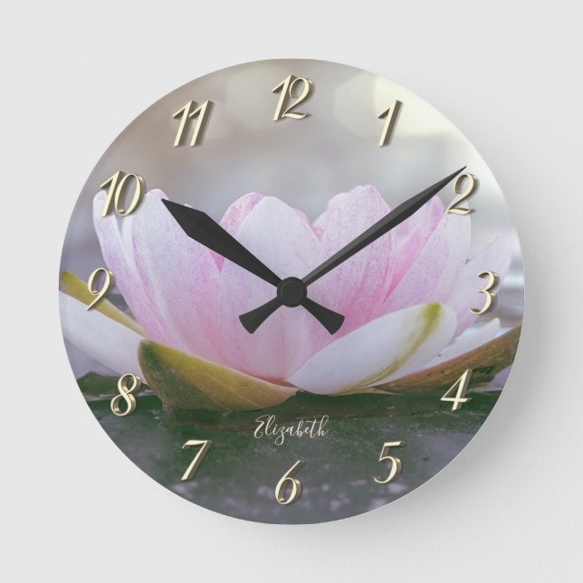Horloge Ronde Paysage rose lotus, Zen (Recto)