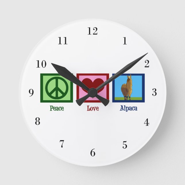 Horloge Ronde Peace Love Alpacas (Recto)