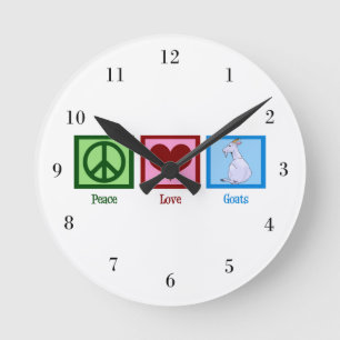 Horloge Ronde Peace Love Chèvres