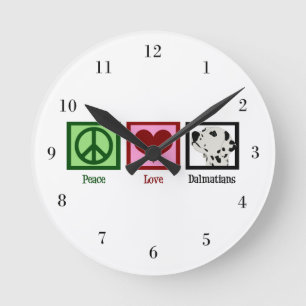 Horloge Ronde Peace Love Dalmatiens