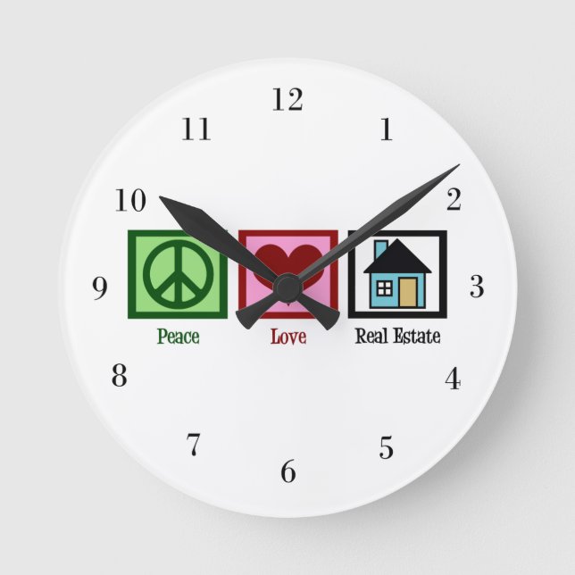 Horloge Ronde Peace Love Immobilier (Recto)
