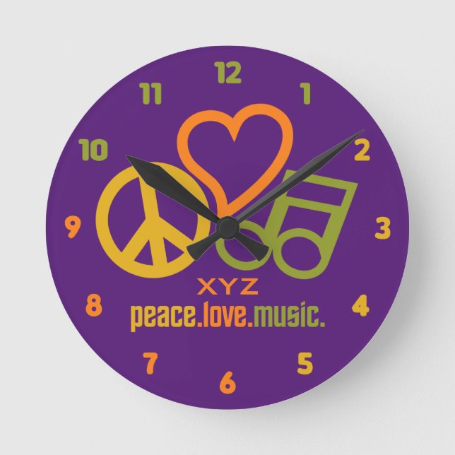 Horloge Ronde Peace - Love - Music custom wall clock (Recto)