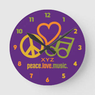 Horloge Ronde Peace - Love - Music custom wall clock
