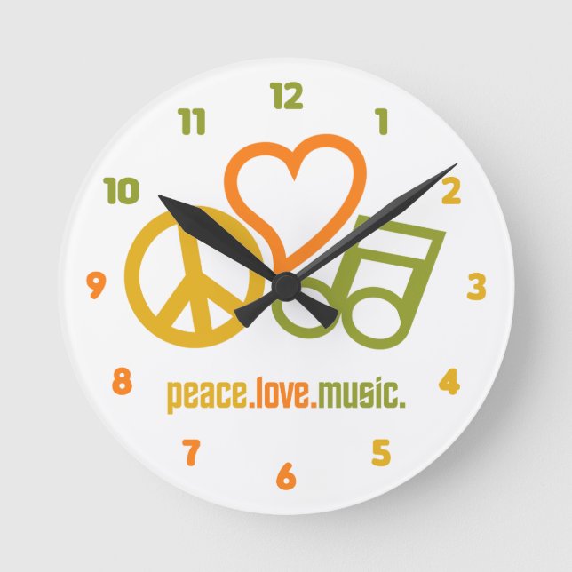 Horloge Ronde Peace - Love - Music custom wall clock (Recto)