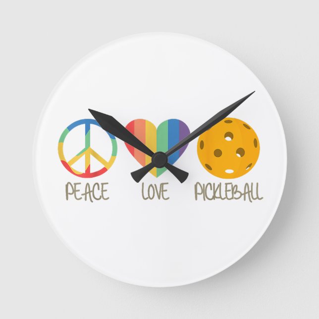 Horloge Ronde Peace Love Pickleball (Recto)