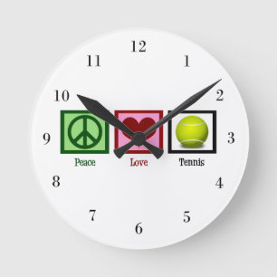 Horloge Ronde Peace Love Tennis