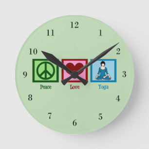 Horloge Ronde Peace Love Yoga