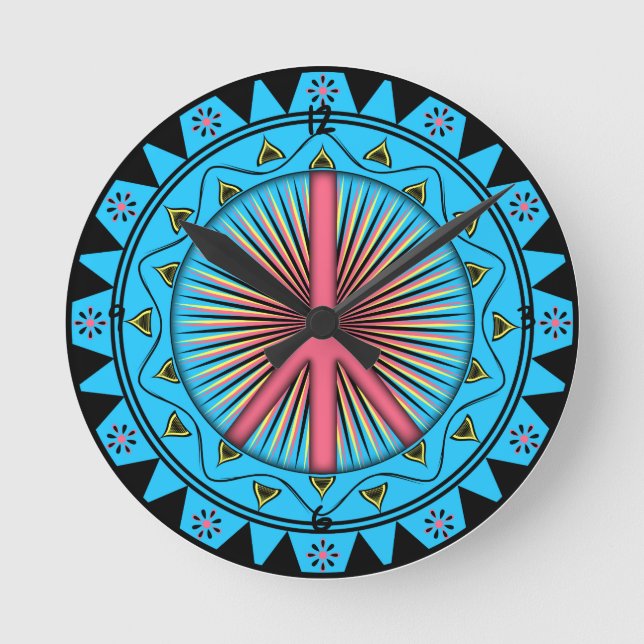 Horloge Ronde Peace ~ Sun Round Clock (Recto)