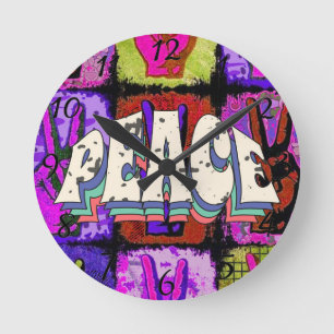 Horloge Ronde Peace Wall Clock