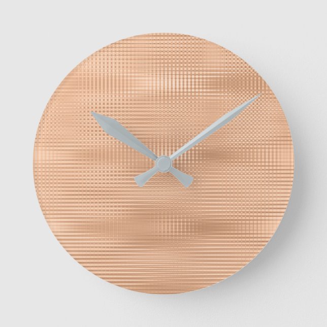 Horloge Ronde Peach Coral de cuivre Gris Gris Métallurgique mini (Recto)