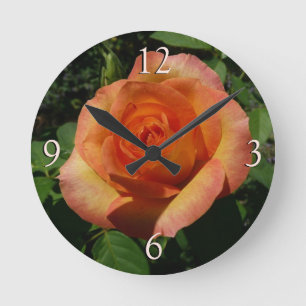 Horloge Ronde Peach Rose Orange Floral Photographie