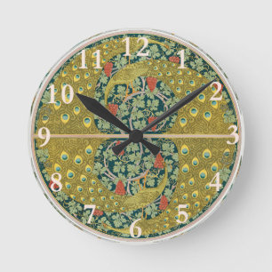 Horloge Ronde Peacock Round Style Art Nouveau