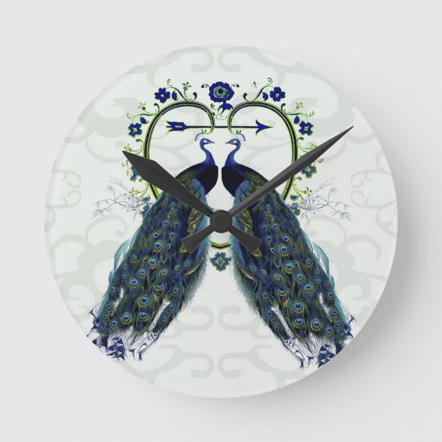 Horloge Ronde PEAFOWL peacock love heart personalized (Recto)
